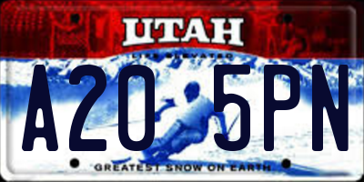 UT license plate A205PN