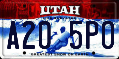 UT license plate A205PO