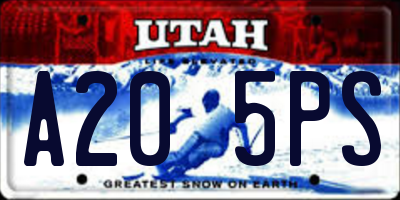 UT license plate A205PS