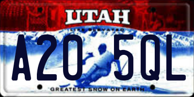 UT license plate A205QL