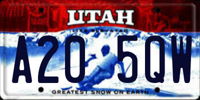 UT license plate A205QW