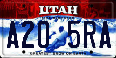 UT license plate A205RA