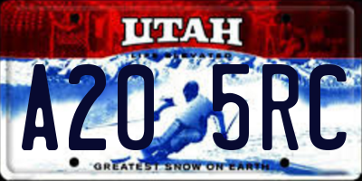 UT license plate A205RC