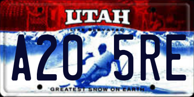 UT license plate A205RE