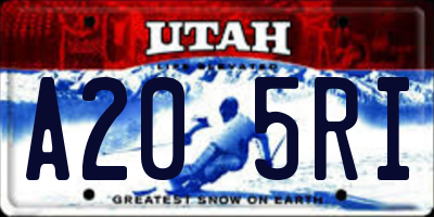 UT license plate A205RI