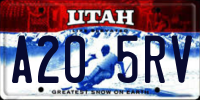 UT license plate A205RV