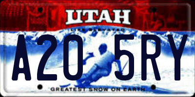 UT license plate A205RY