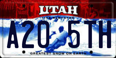 UT license plate A205TH