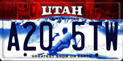 UT license plate A205TW