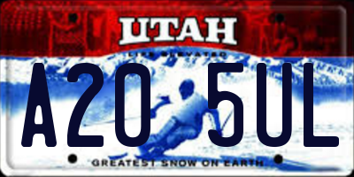 UT license plate A205UL