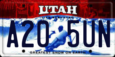 UT license plate A205UN