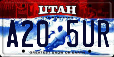 UT license plate A205UR