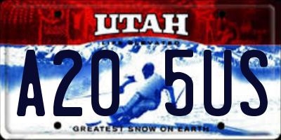 UT license plate A205US