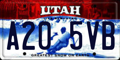 UT license plate A205VB