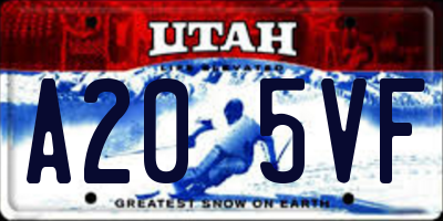 UT license plate A205VF