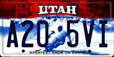 UT license plate A205VI