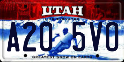 UT license plate A205VO