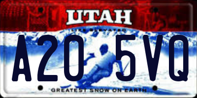 UT license plate A205VQ