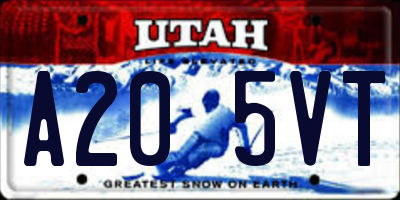 UT license plate A205VT