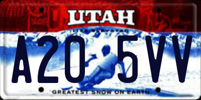 UT license plate A205VV