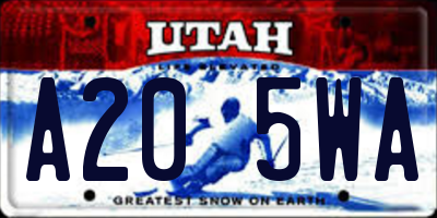 UT license plate A205WA