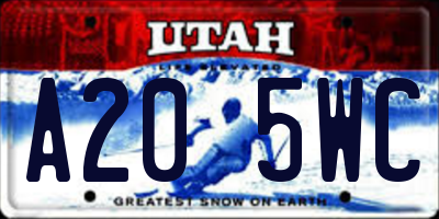 UT license plate A205WC