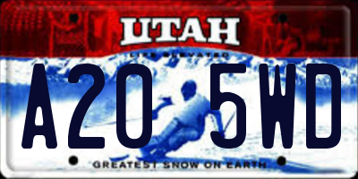 UT license plate A205WD