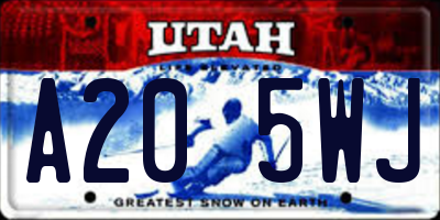 UT license plate A205WJ