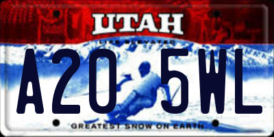 UT license plate A205WL