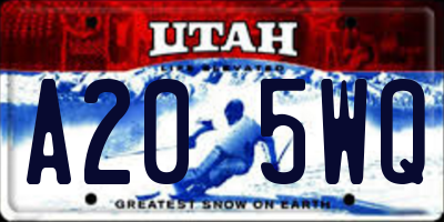 UT license plate A205WQ