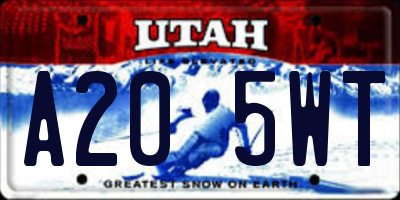 UT license plate A205WT