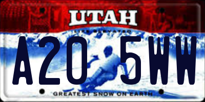 UT license plate A205WW