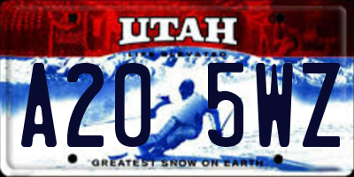 UT license plate A205WZ