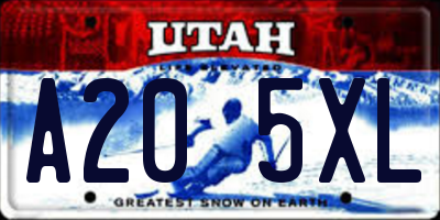 UT license plate A205XL