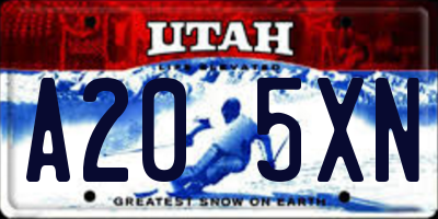 UT license plate A205XN