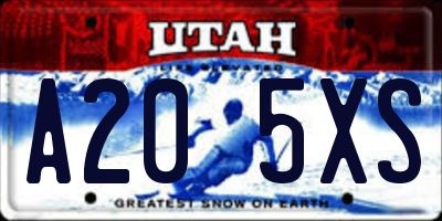 UT license plate A205XS