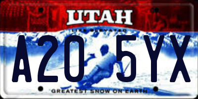 UT license plate A205YX