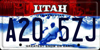 UT license plate A205ZJ