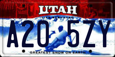 UT license plate A205ZY