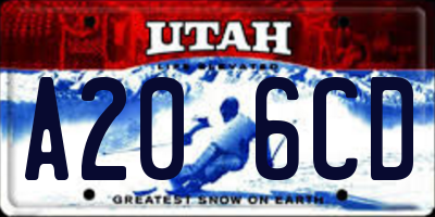 UT license plate A206CD