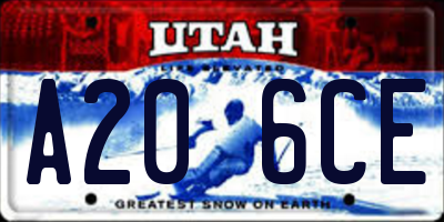 UT license plate A206CE