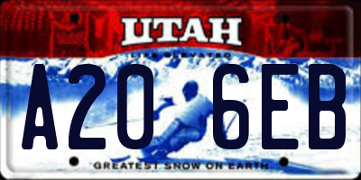 UT license plate A206EB