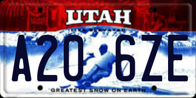 UT license plate A206ZE