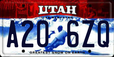 UT license plate A206ZQ
