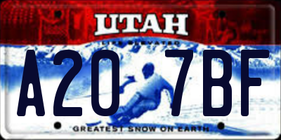 UT license plate A207BF