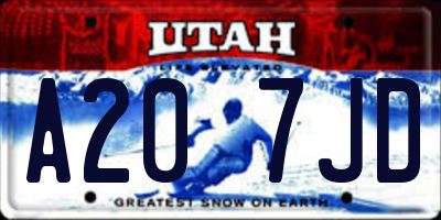 UT license plate A207JD