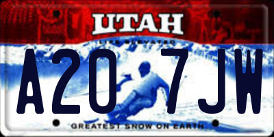 UT license plate A207JW