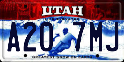 UT license plate A207MJ