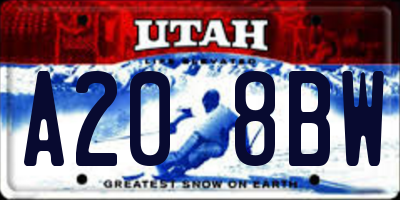 UT license plate A208BW