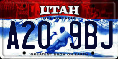 UT license plate A209BJ